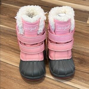 Cat & Jack Pink and Gray Waterproof Fur Lined Warmer Snow Boots
